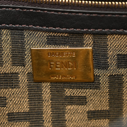 Fendi Fabric Jacquard FF 1974 Medium Baguette Tobacco Moro Black 6 of 12