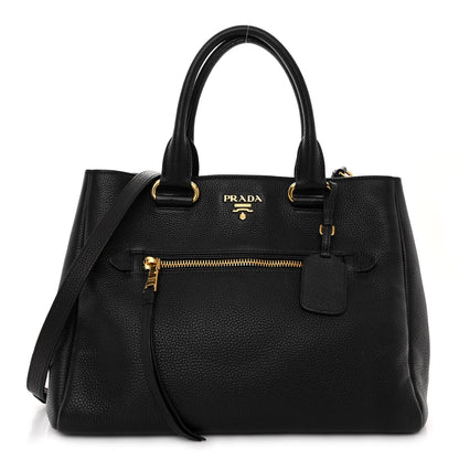 Prada Vitello Daino Shopping Satchel Black 1 of 9