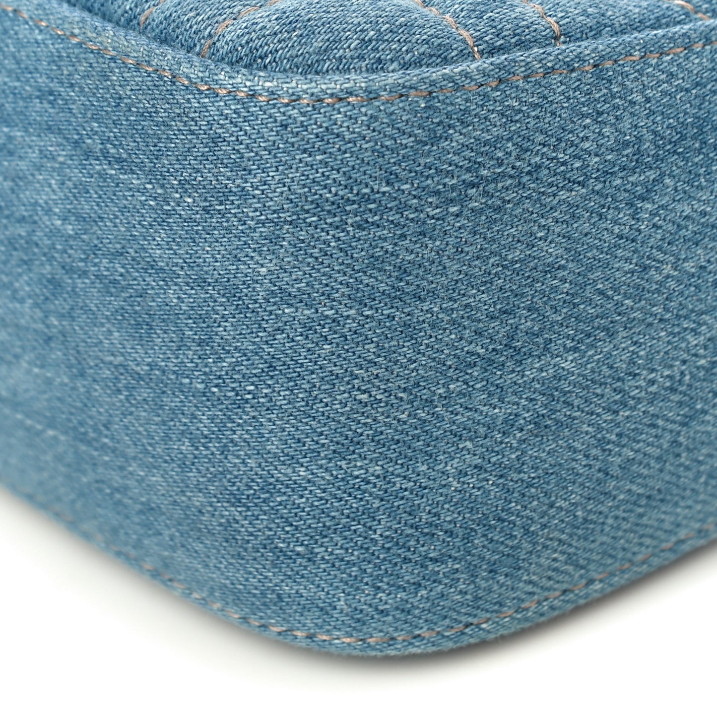 Denim Matelasse Pearl Studded Small GG Marmont Shoulder Bag Blue