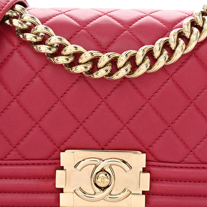 Chanel Lambskin Quilted Small Boy Flap Dark Pink 8 of 11