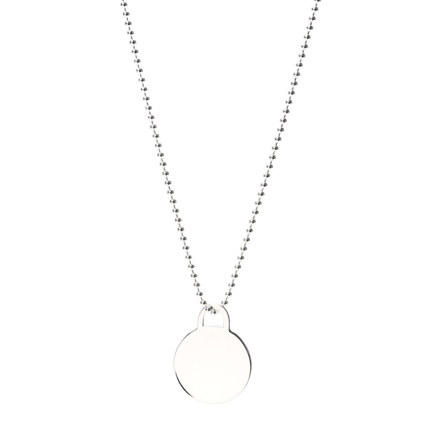 Sterling Silver Round Tag Pendant Necklace