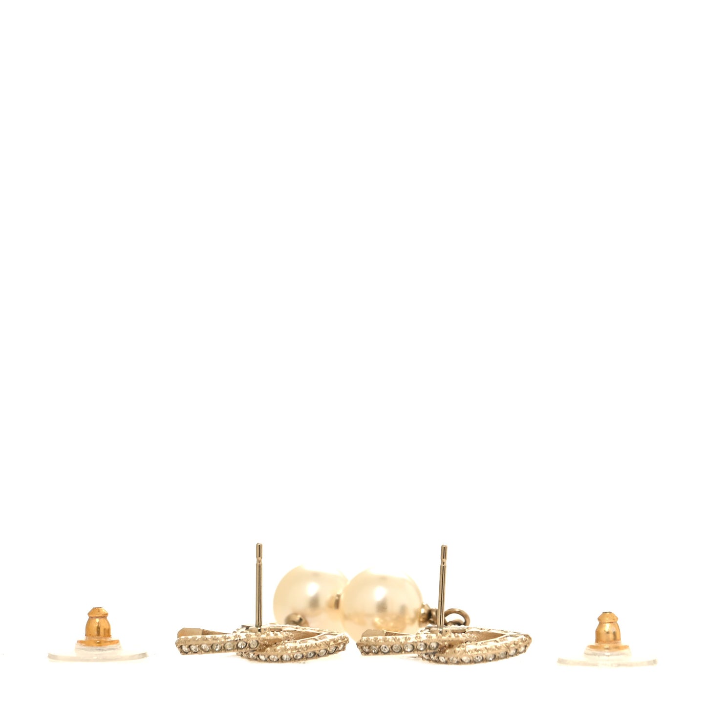 Crystal Pearl CC Drop Earrings Light Gold