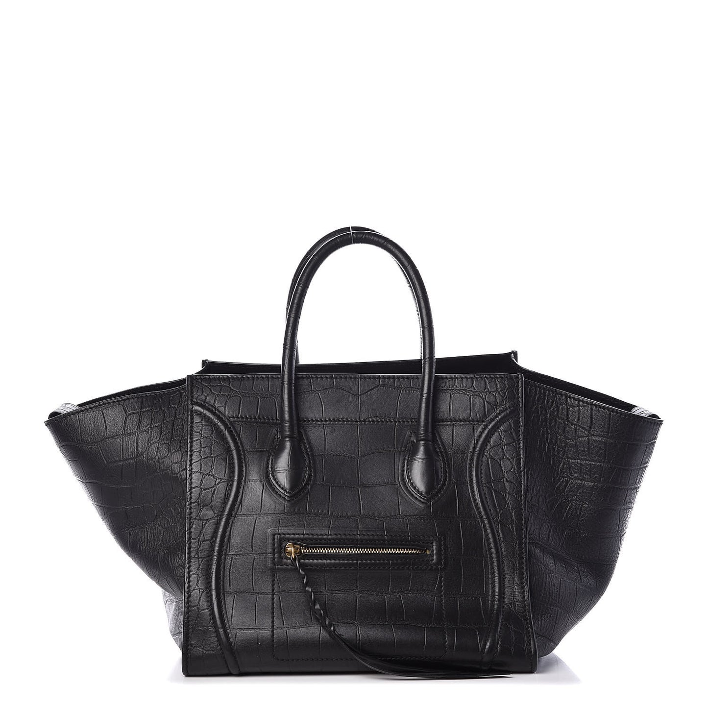 Crocodile Embossed Calfskin Medium Phantom Luggage Black