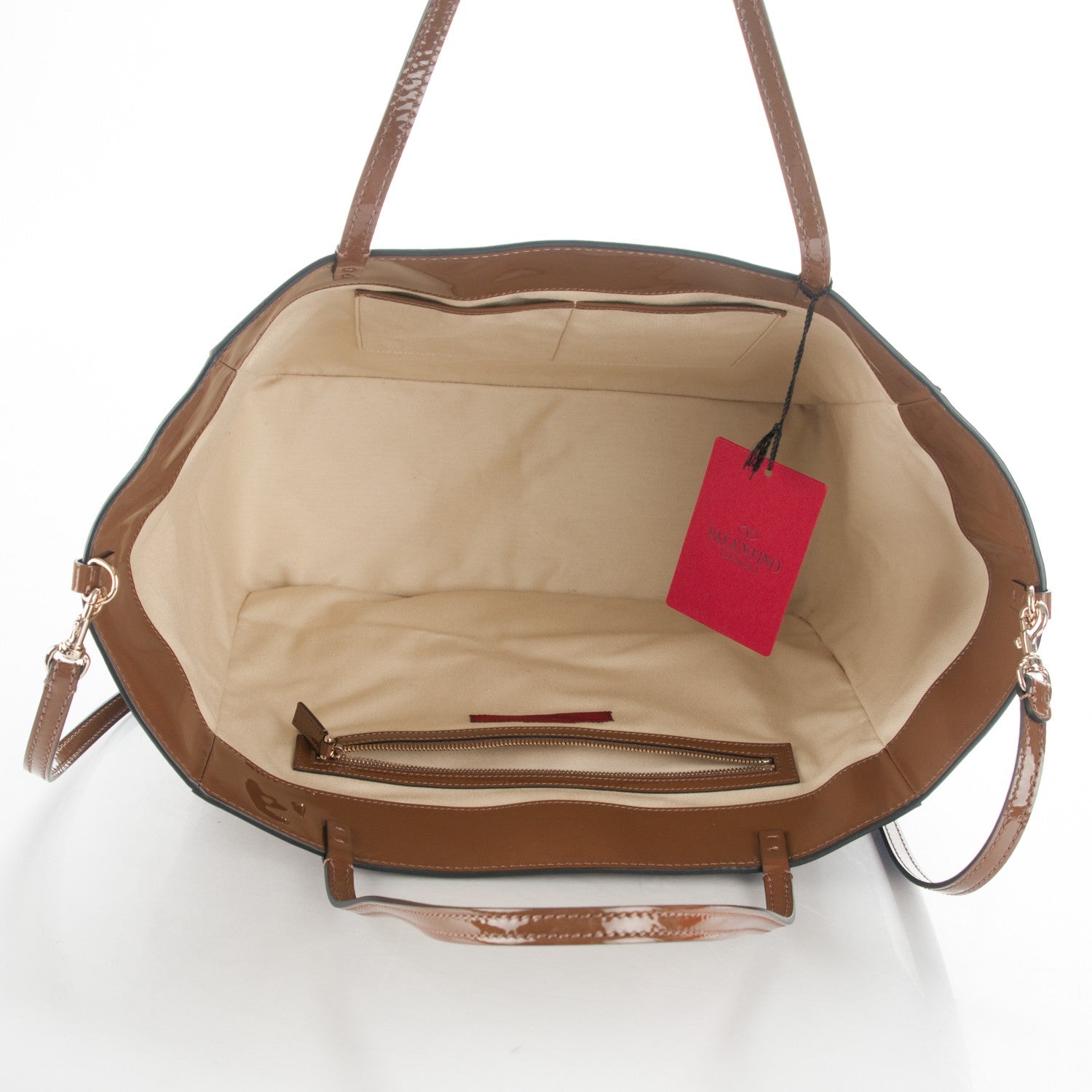 Valentino Garavani Patent Medium Rockstud Crossbody Tote Taupe 6 of 9