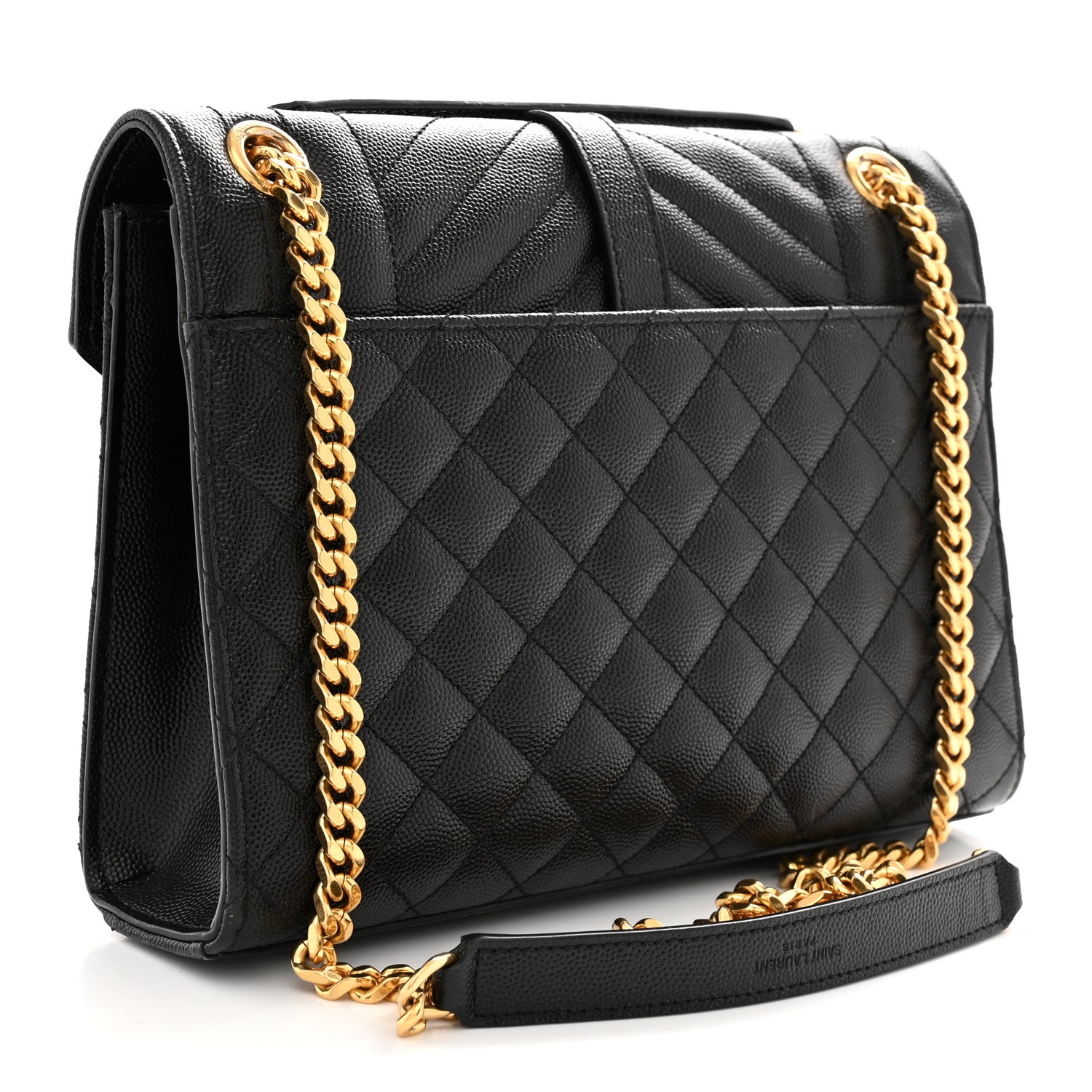 Saint Laurent Grain De Poudre Textured Mixed Matelasse Triquilt Medium Monogram Satchel Black 3 of 10
