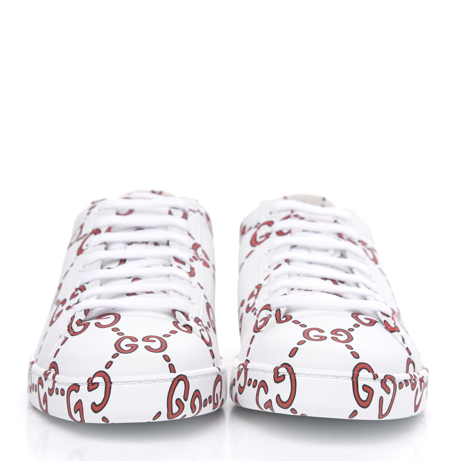 Gucci Calfskin GucciGhost Print Womens Ace Sneakers 39.5 White Hibiscus Red 2 of 10