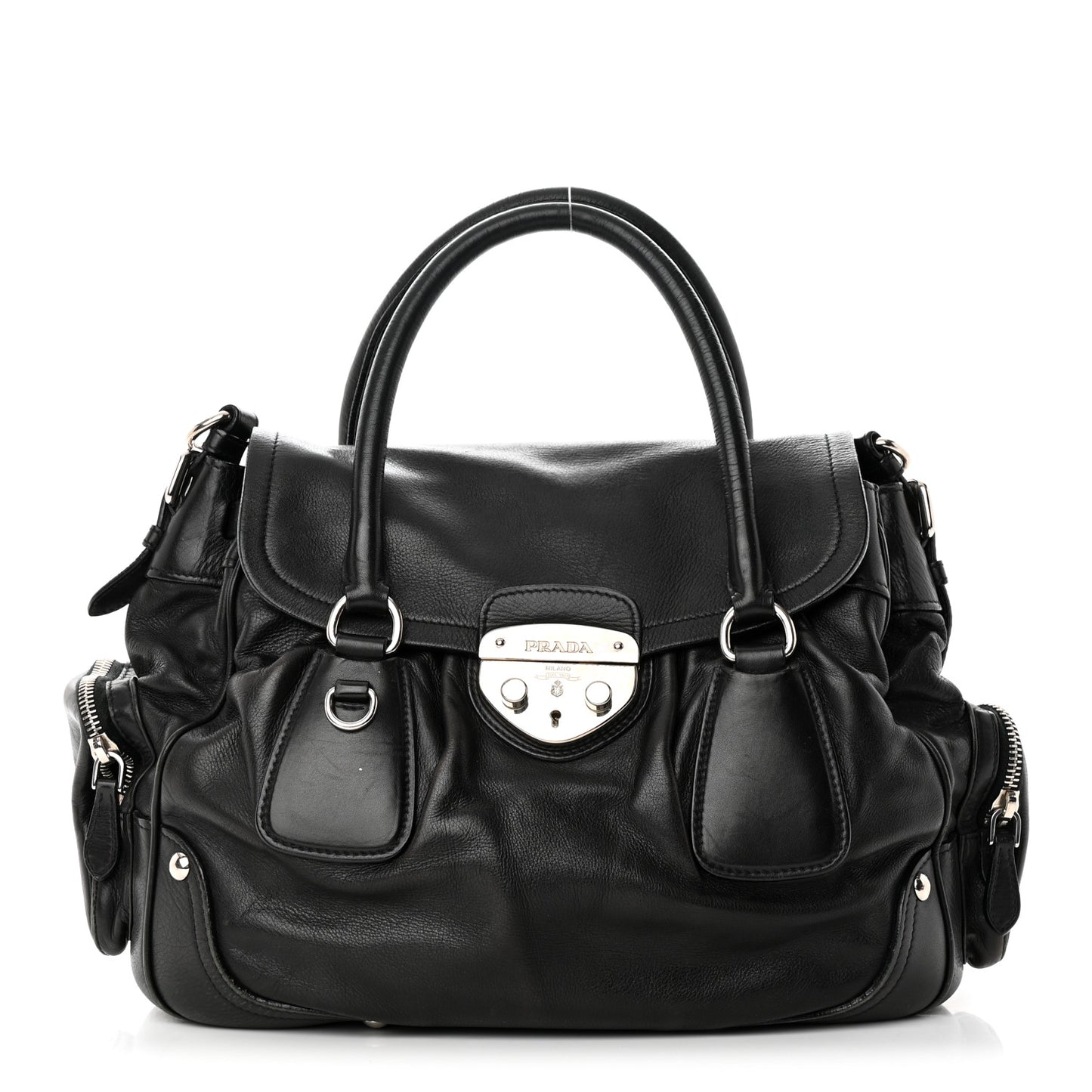 Cervo Antik Easy A Foldover Pushlock Flap Satchel Black