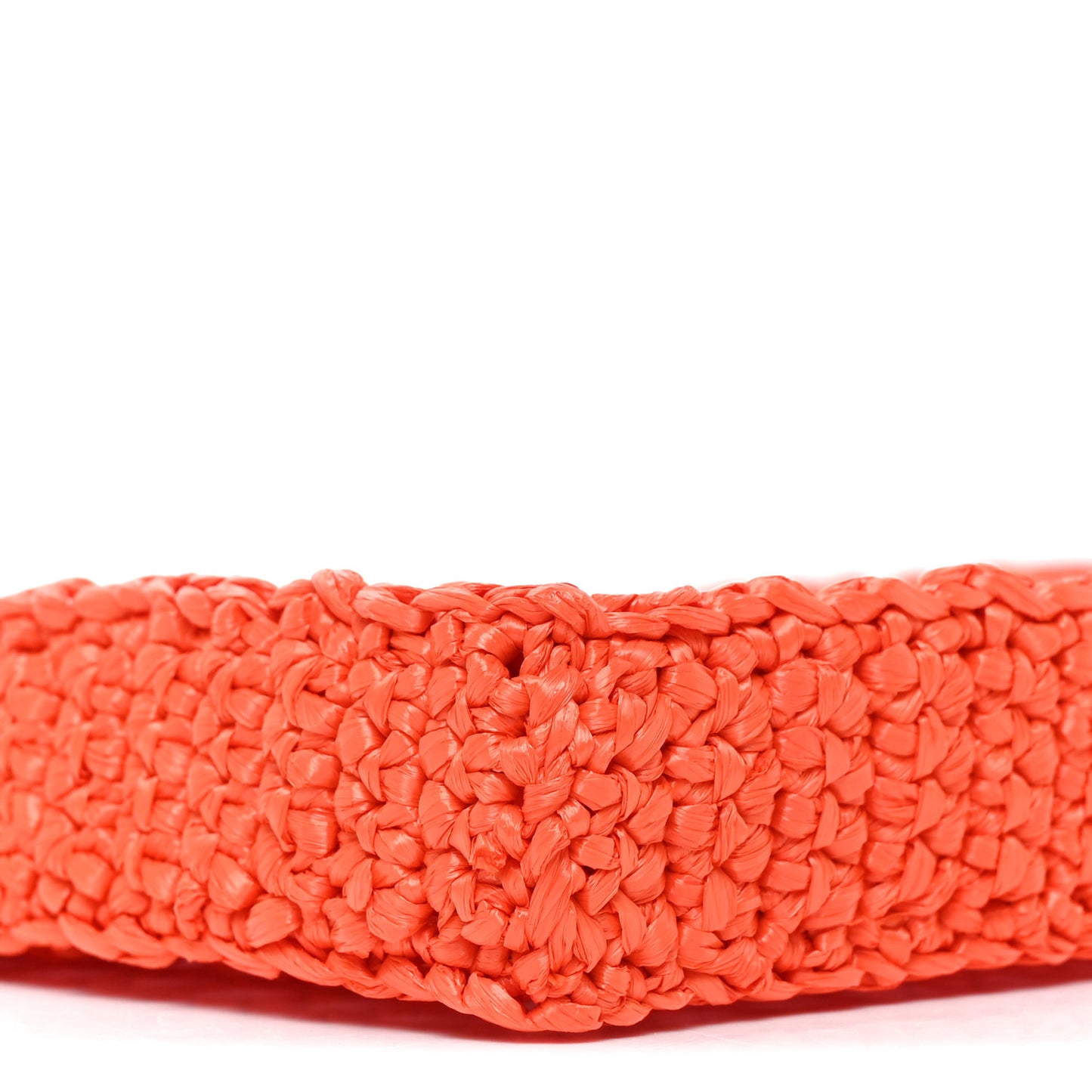 Yarn Raffia Effect Crochet Logo Embroidered Tote Bag Arancio