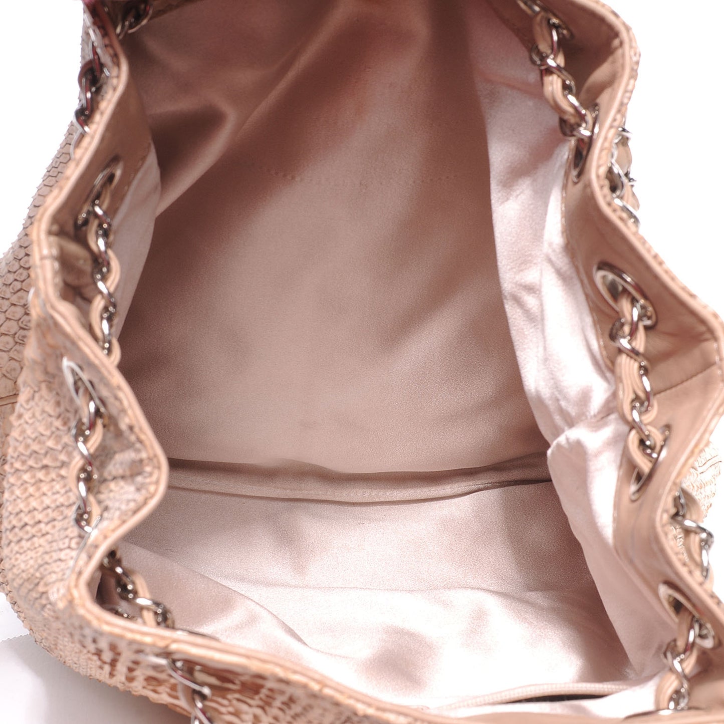 Python Tassel Drawstring Tote Beige