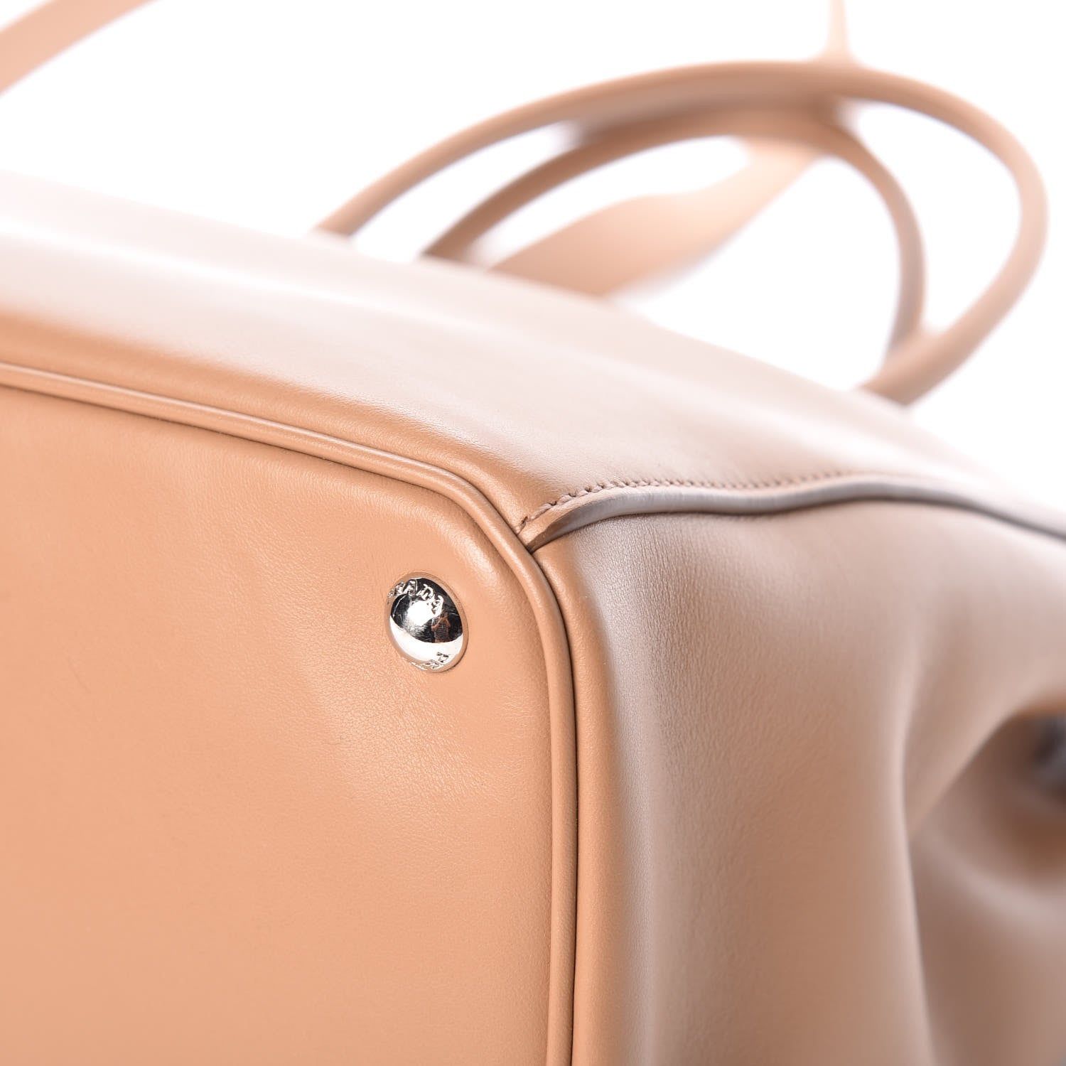 Prada City Calfskin Bi-Color Large Galleria Double Zip Tote Caramel Orange 10 of 12