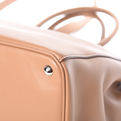 Prada City Calfskin Bi-Color Large Galleria Double Zip Tote Caramel Orange 10 of 12