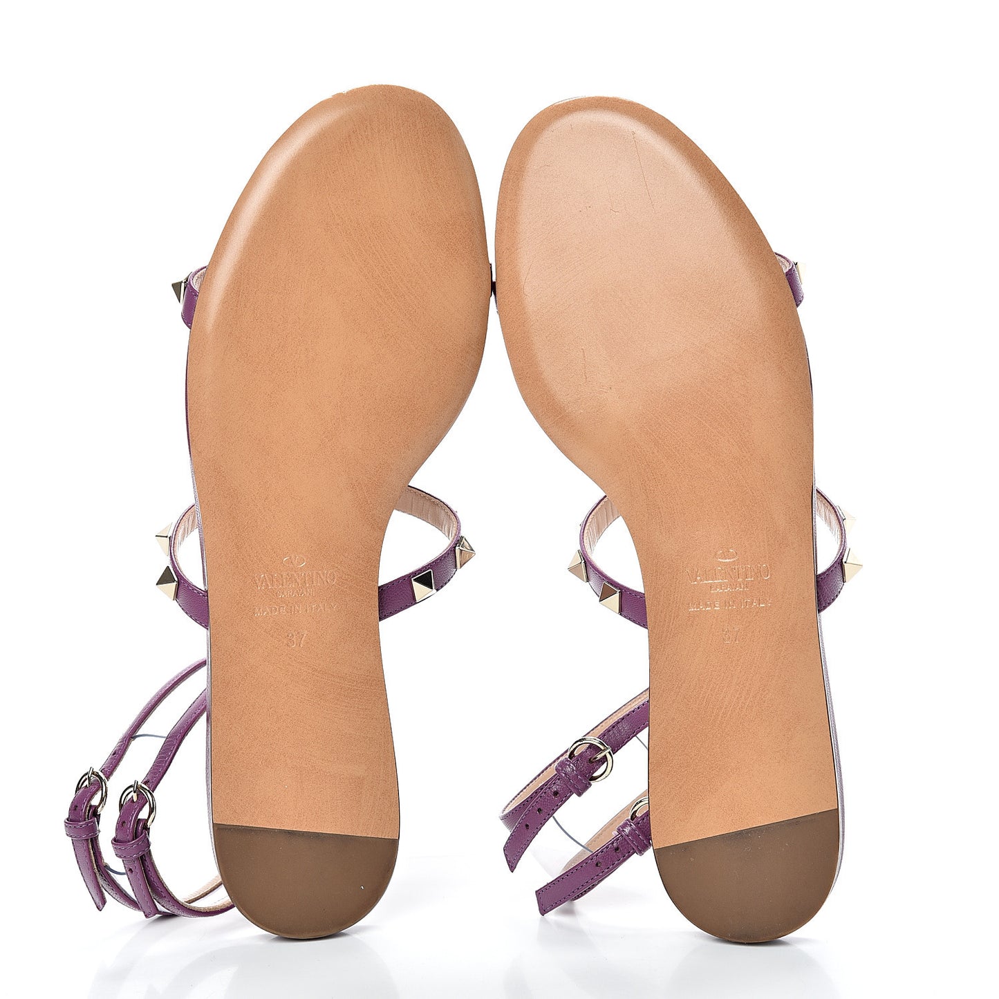 Nappa PVC Rockstud Gladiator Flat Sandals 37 Purple