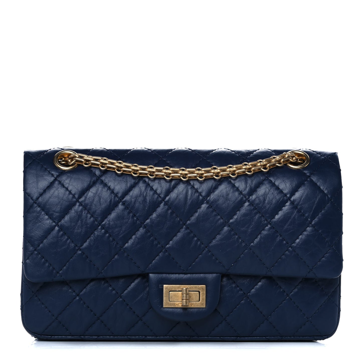 Aged Calfskin Quilted 2.55 Reissue 225 Flap Navy