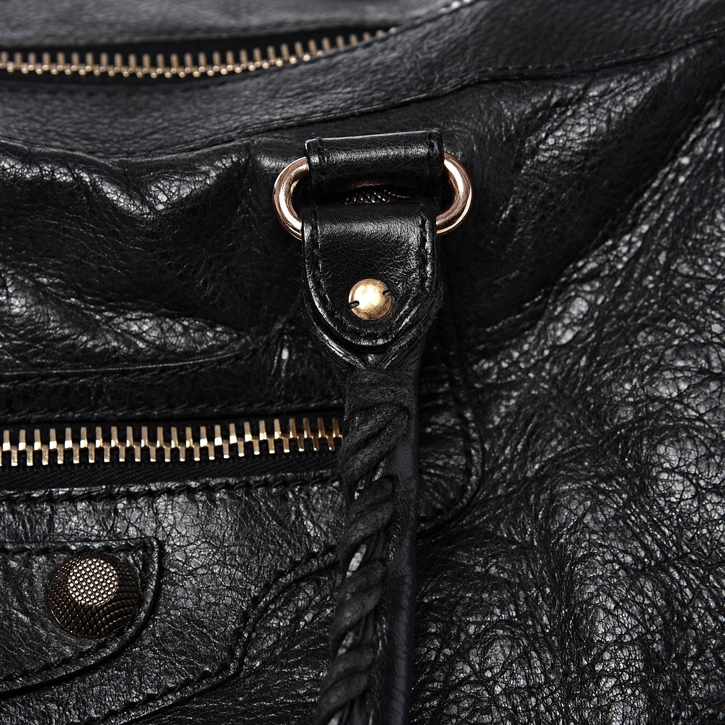 Agneau Giant 12 Rose Gold Hardware Weekender Black