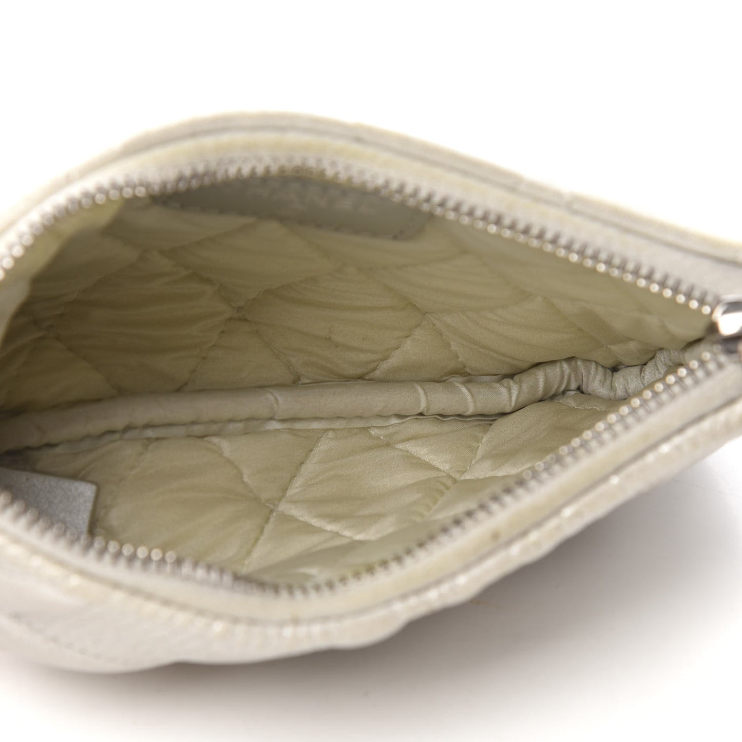 Metallic Lambskin Star Embossed Coin Purse Case Silver