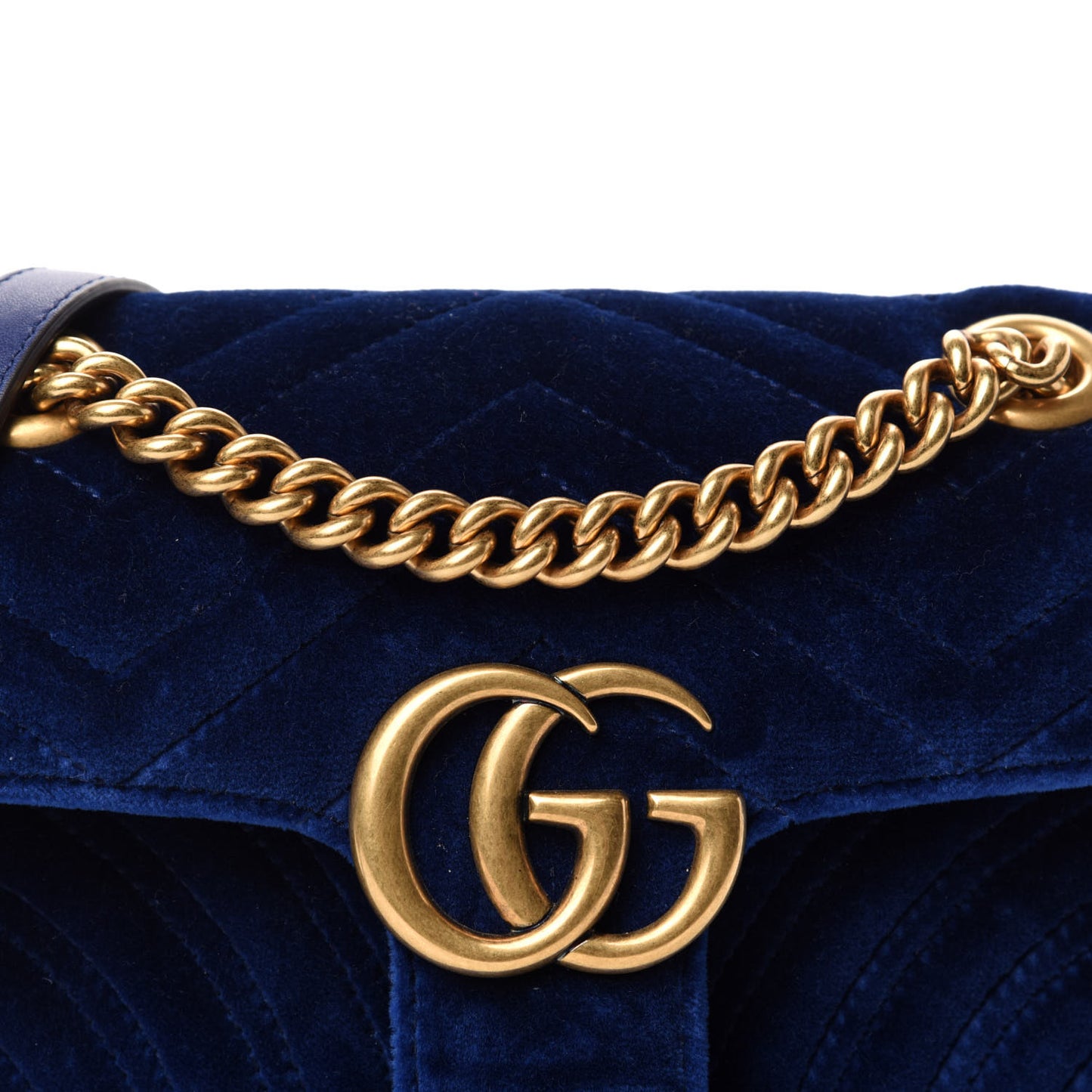 Velvet Matelasse Mini GG Marmont Shoulder Bag Cobalt Blue