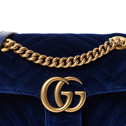 Gucci Velvet Matelasse Mini GG Marmont Shoulder Bag Cobalt Blue 10 of 10