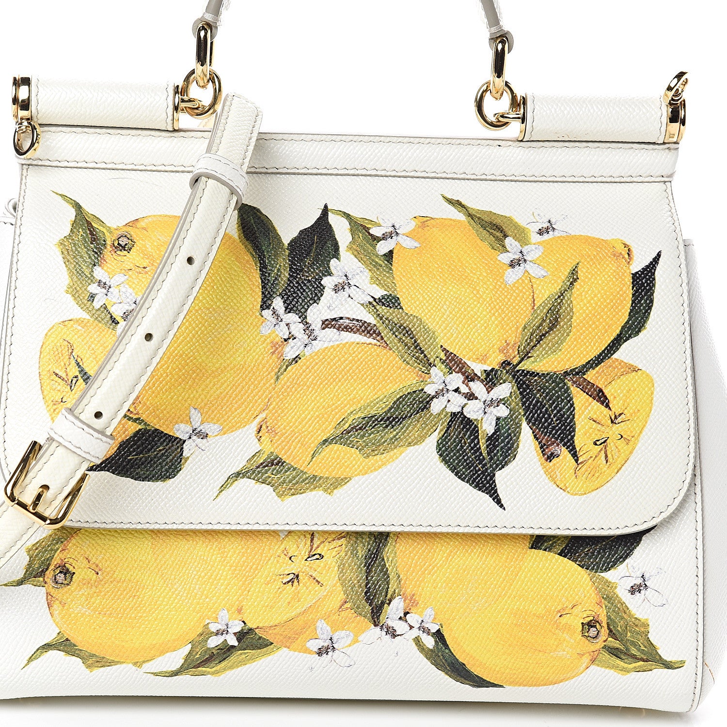 Dolce & Gabbana Dauphine Lemon Print Medium Miss Sicily Satchel White 6 of 8