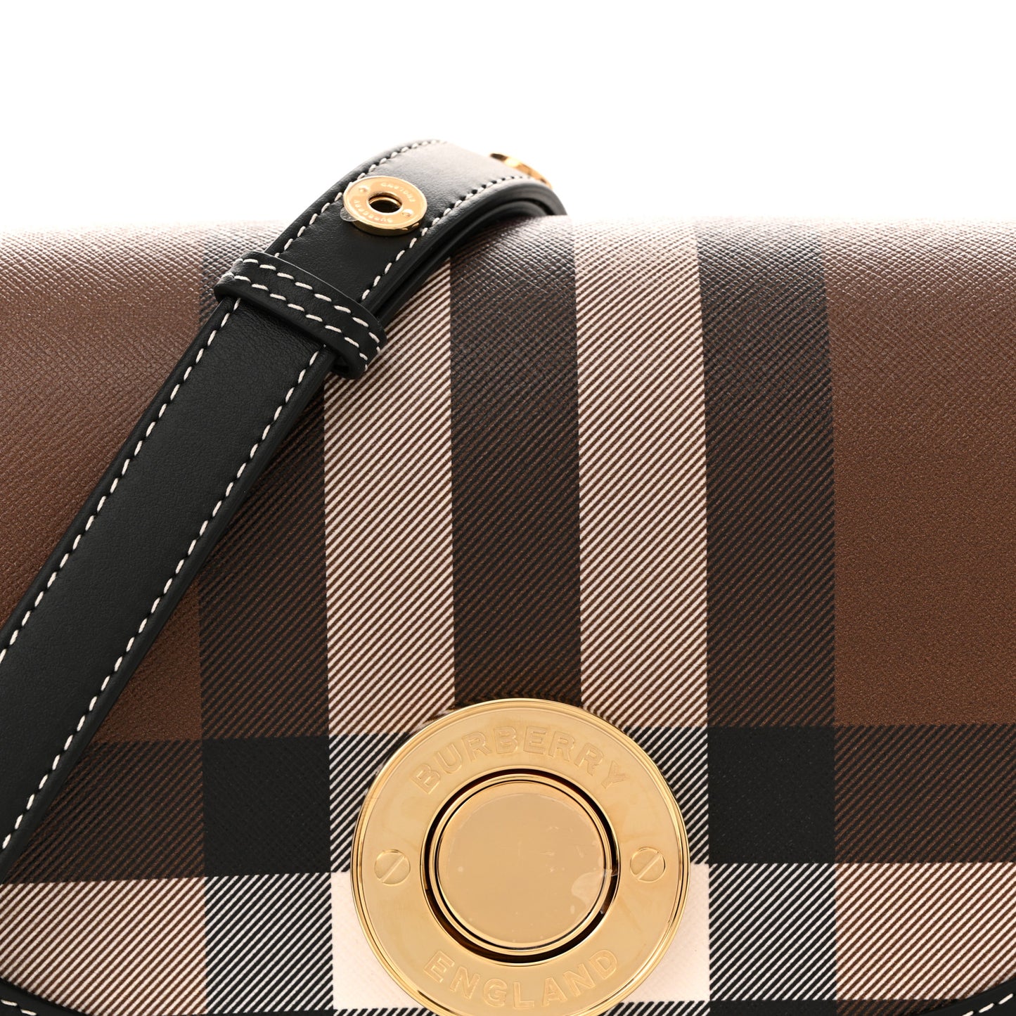 E-Canvas Check Calfskin Medium Elizabeth Bag Dark Birch Brown