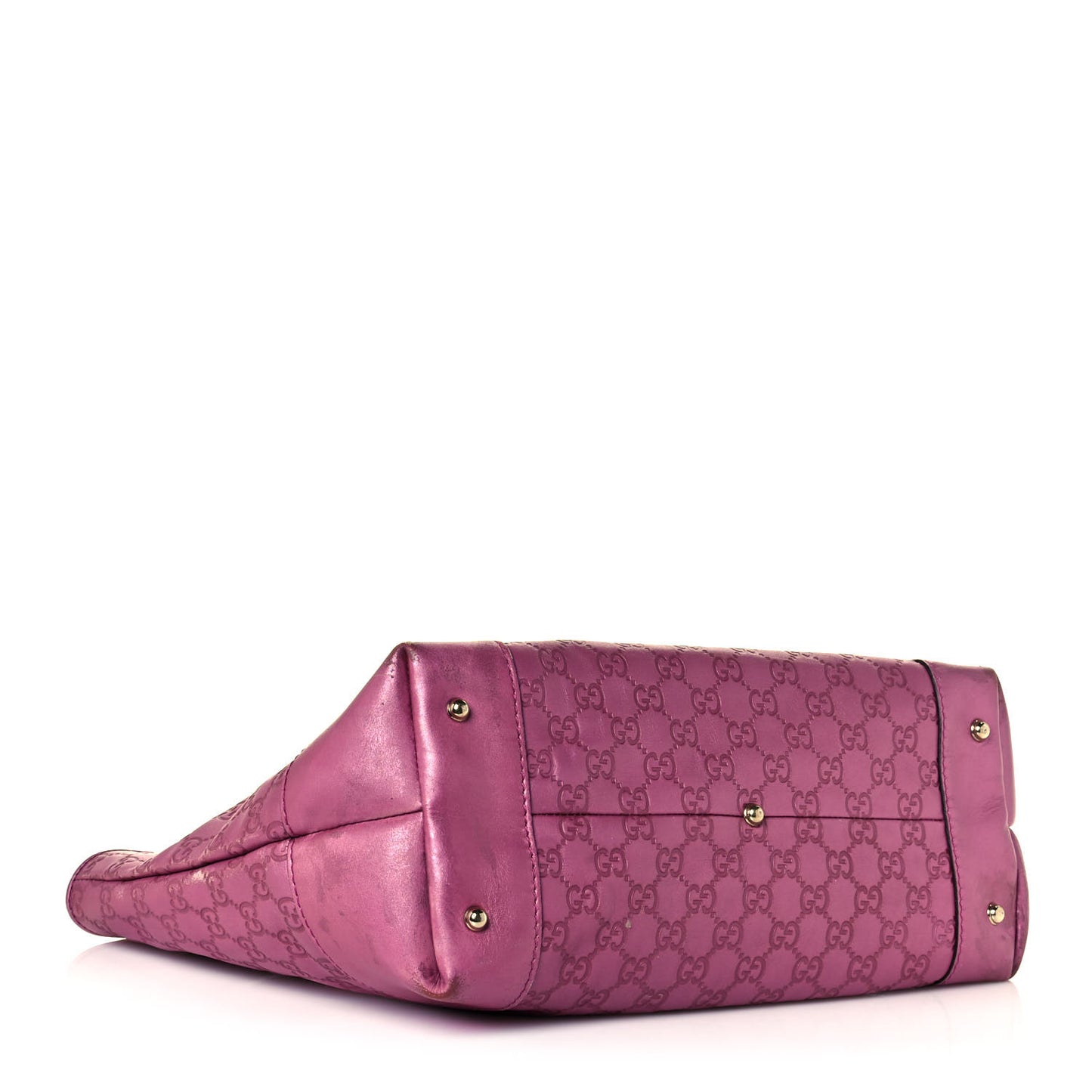 Metallic Soft Guccissima Large Heart Bit Charm Top Handle Tote Fresia Rose