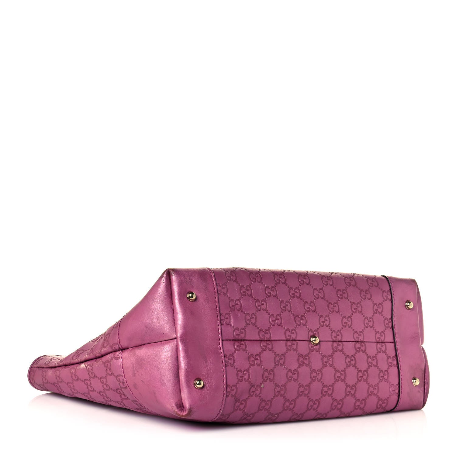 Gucci Metallic Soft Guccissima Large Heart Bit Charm Top Handle Tote Fresia Rose 4 of 26