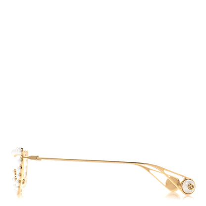 Gucci Metal Pearl Cat Eye Sunglasses GG0364S Gold 3 of 7