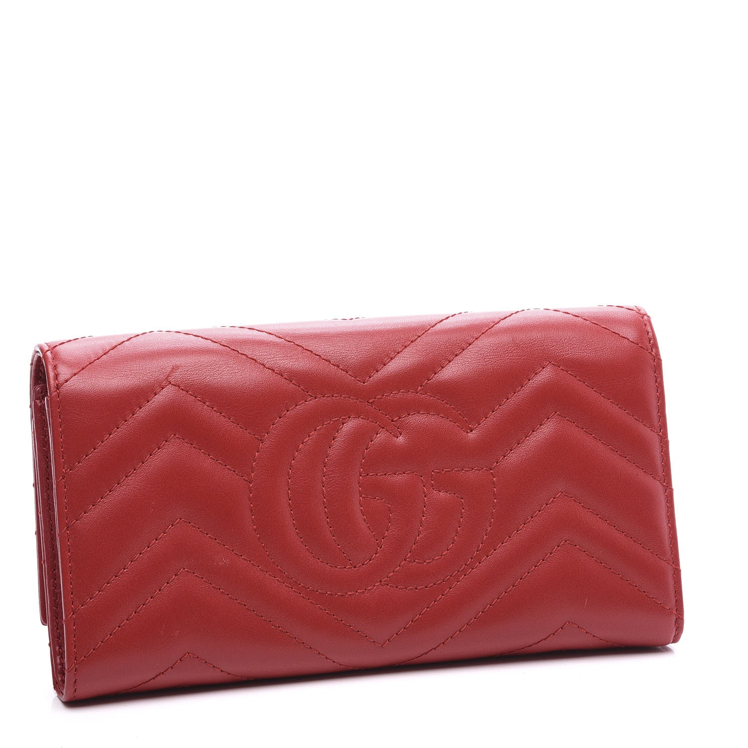 Gucci Calfskin Matelasse GG Marmont Continental Wallet Hibiscus Red 2 of 9