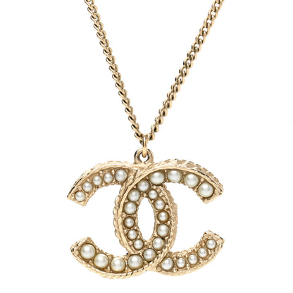Chanel Pearl CC Pendant Necklace Gold 4 of 6