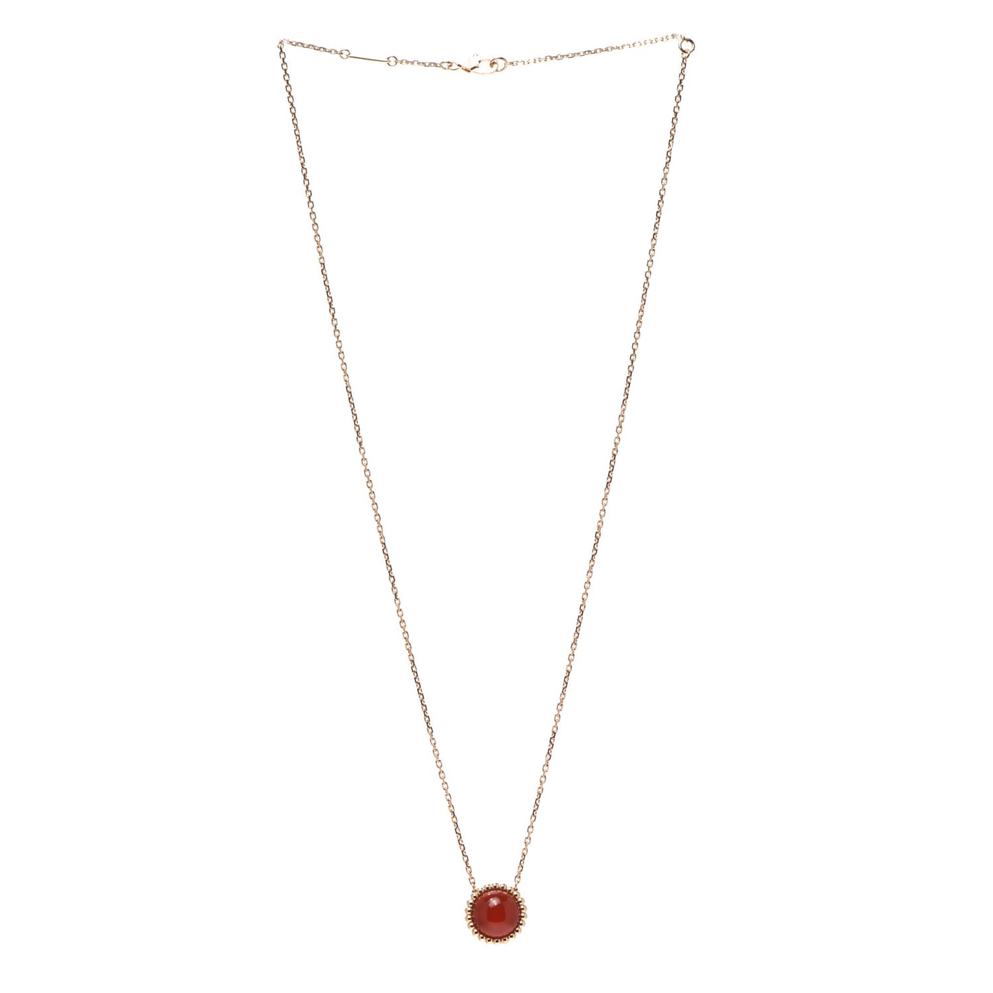 18K Rose Gold Carnelian Perlee Couleurs Pendant Necklace