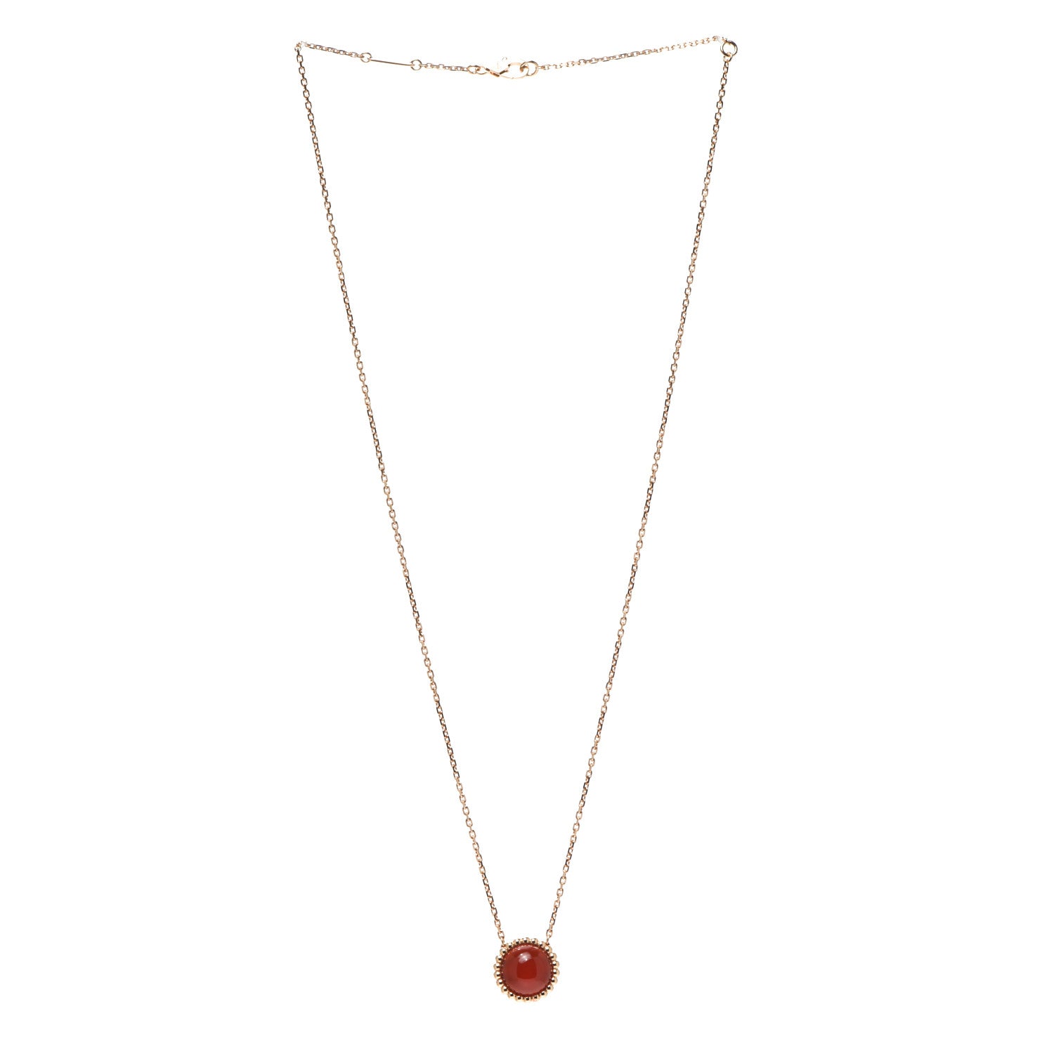 Van Cleef & Arpels 18K Rose Gold Carnelian Perlee Couleurs Pendant Necklace 3 of 7