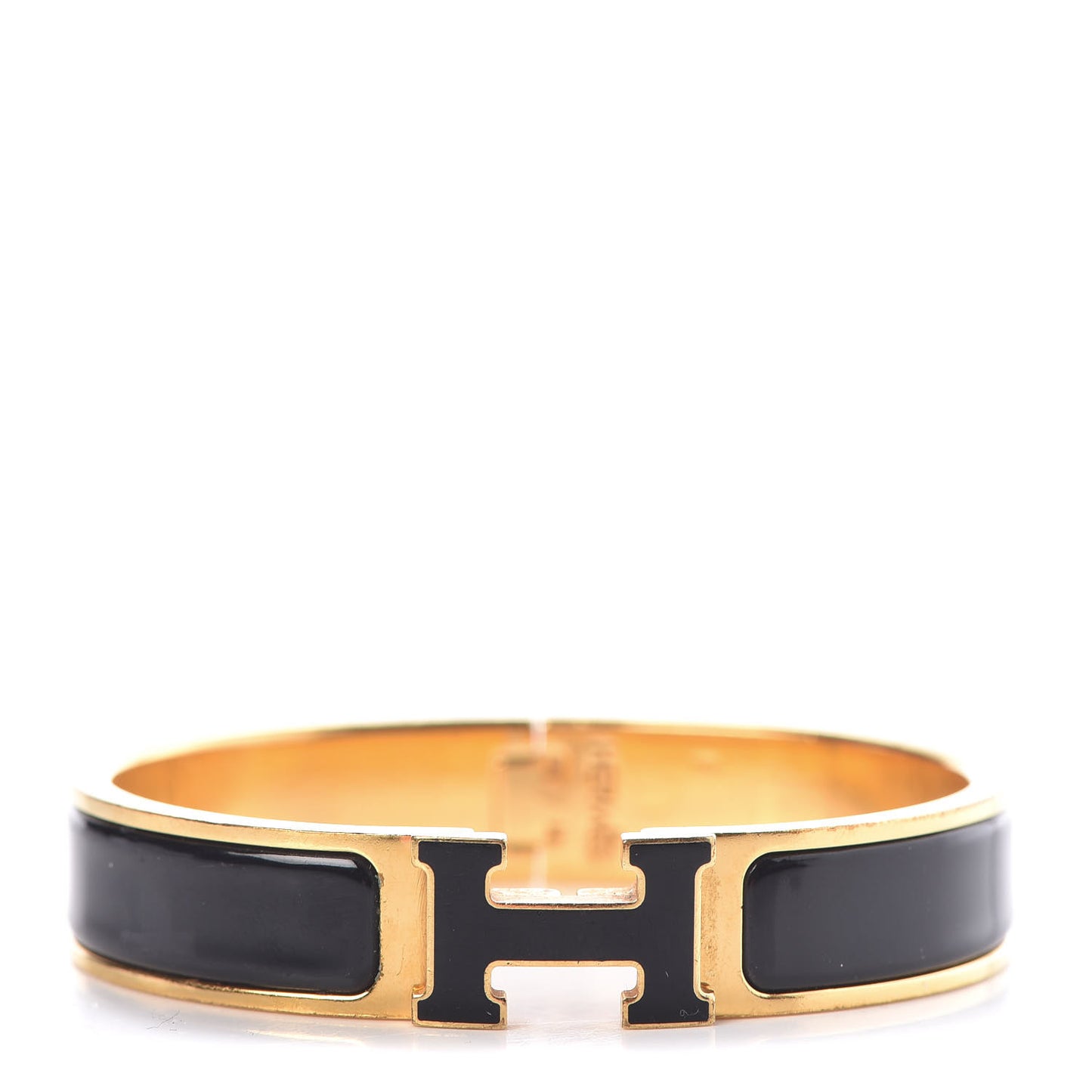 Enamel Narrow Clic Clac H Bracelet GM Black