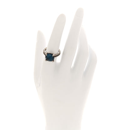 David Yurman Sterling Silver Diamond Hampton Blue Topaz 11mm Chatelaine Ring 54 7 2 of 4