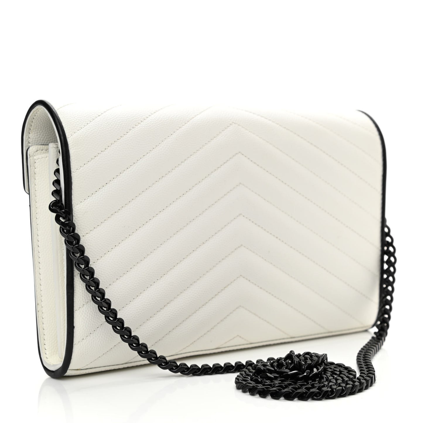 Grain De Poudre Matelasse Monogram Chain Wallet White Black