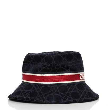 Christian Dior Velvet Cannage Bob Bucket Hat 57 Blue 3 of 6