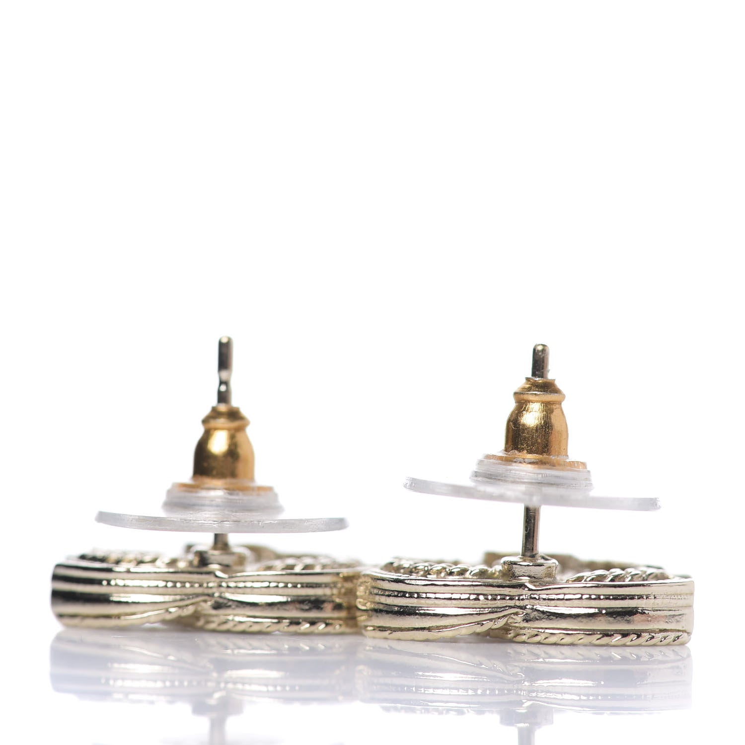 Chanel Crystal Pearl CC Earrings Gold 2 of 3