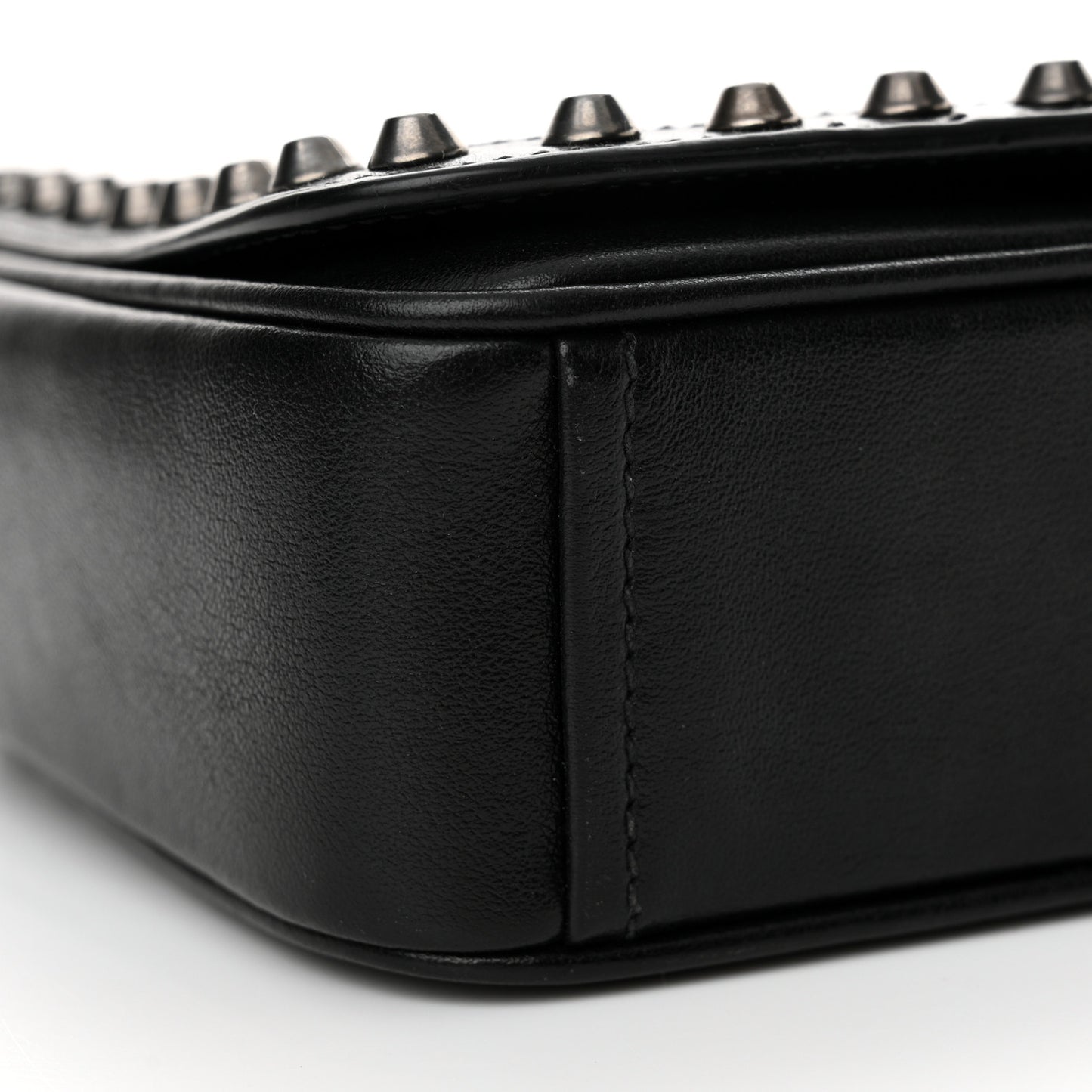 Glace Calfskin Studded Crossbody Black
