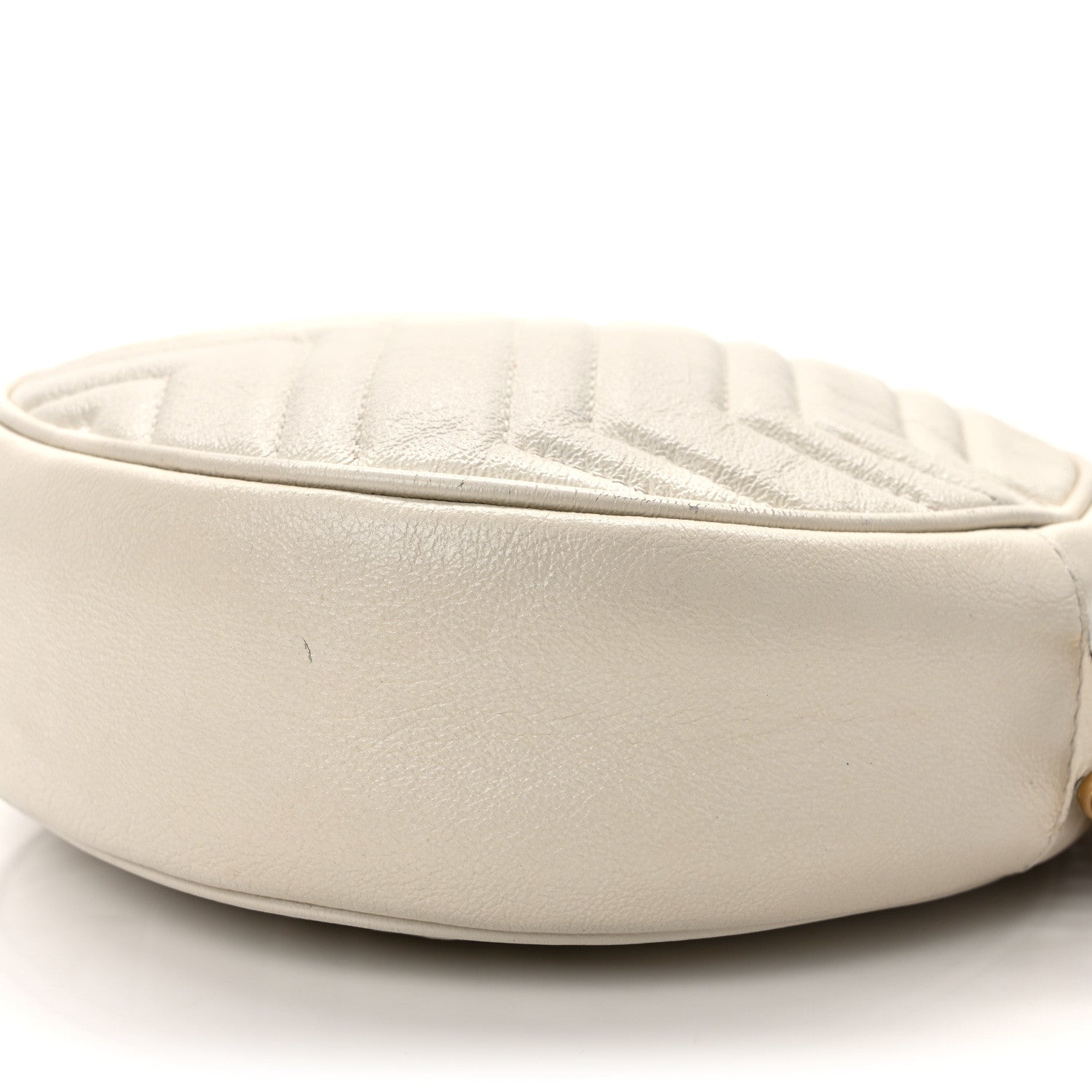 Gucci Calfskin Matelasse Mini GG Marmont Round Shoulder Bag White 10 of 15
