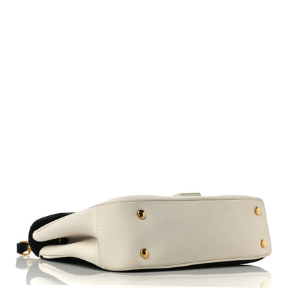Burberry Trench Calfskin Medium DK88 Top Handle Bag Ivory Black 4 of 14