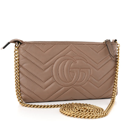 Gucci Calfskin Matelasse Mini GG Marmont Chain Bag Porcelain Rose 3 of 14