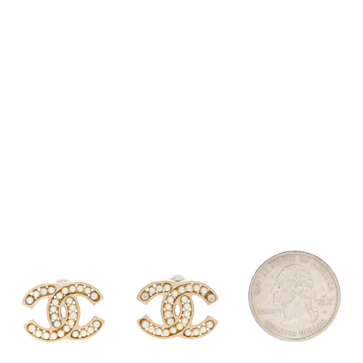 Chanel Pearl CC Stud Earrings Gold 2 of 7