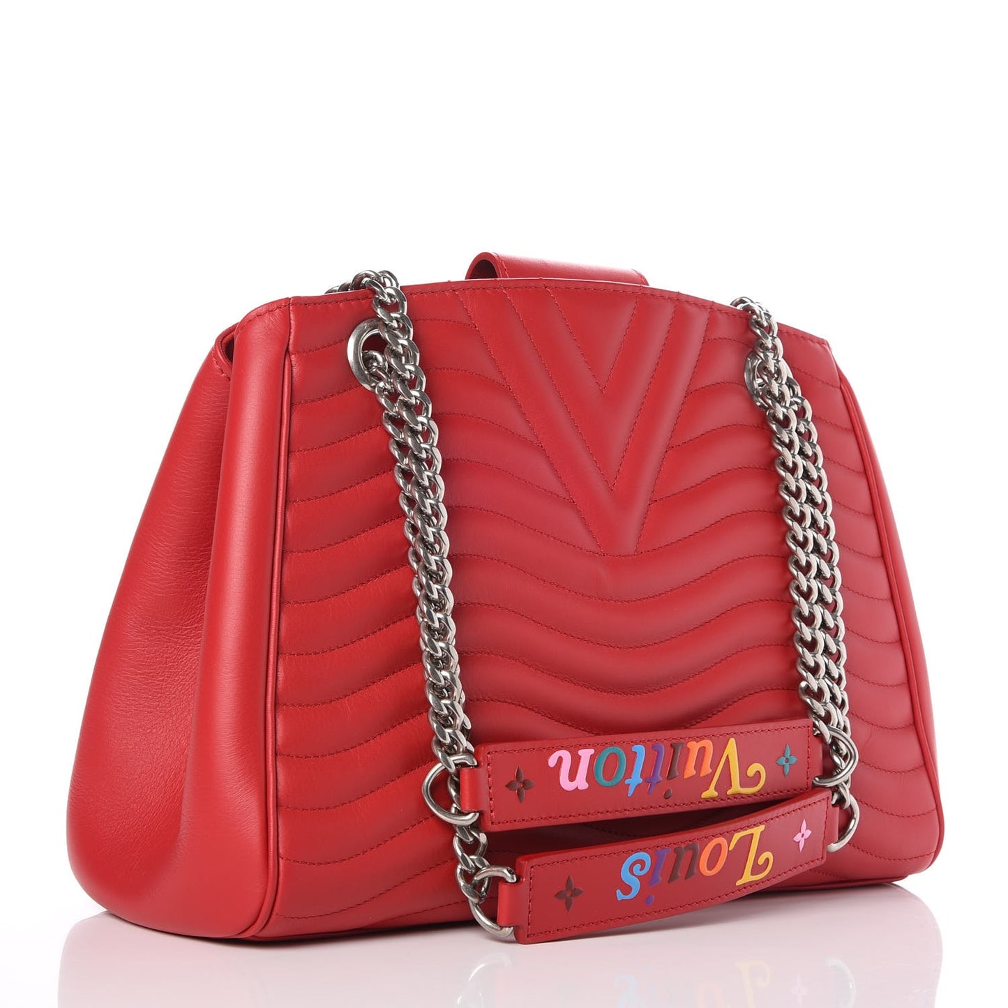 Calfskin New Wave Chain Tote Ecarlate