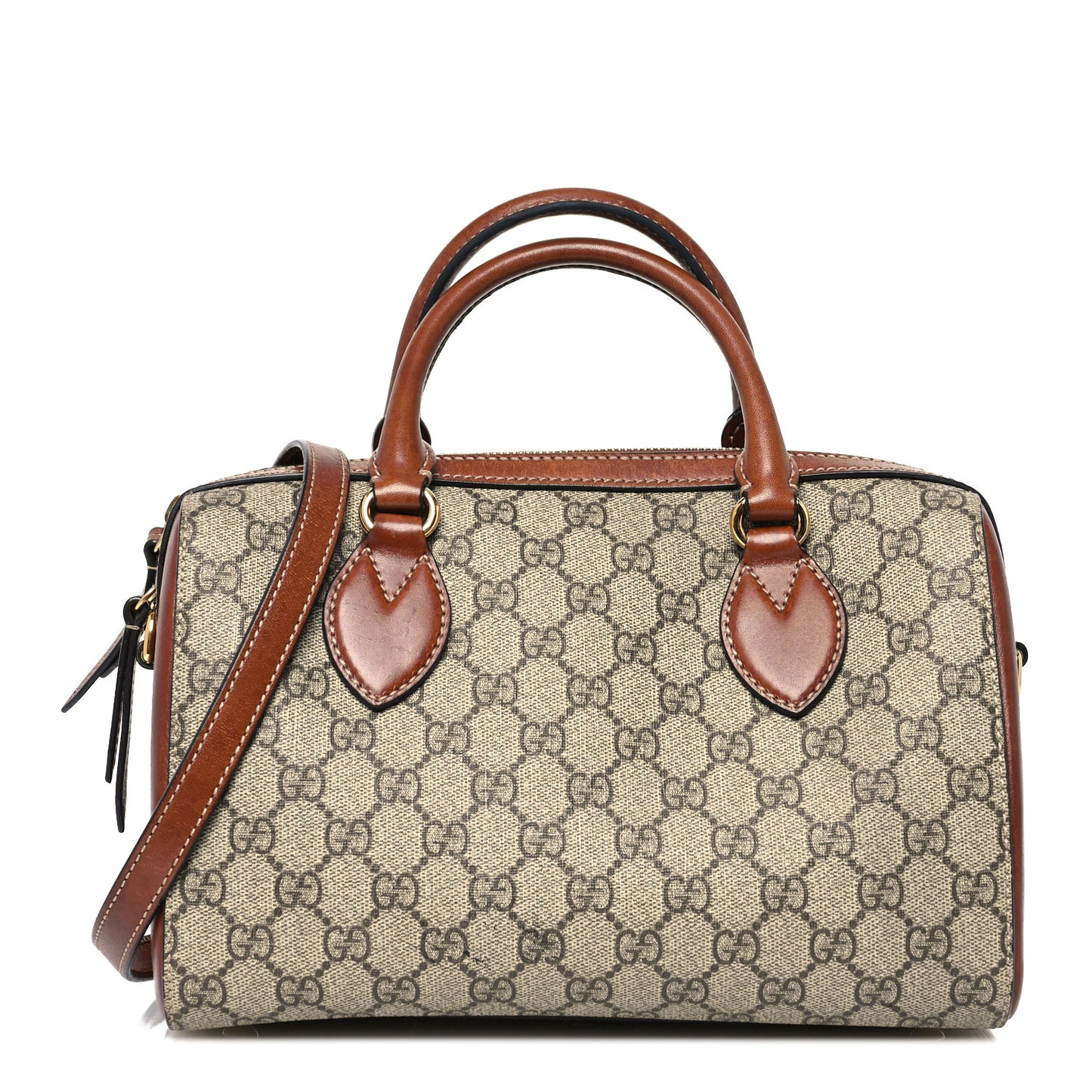 GG Supreme Monogram Cuoio Toscano Small Boston Beige Ebony Cuir
