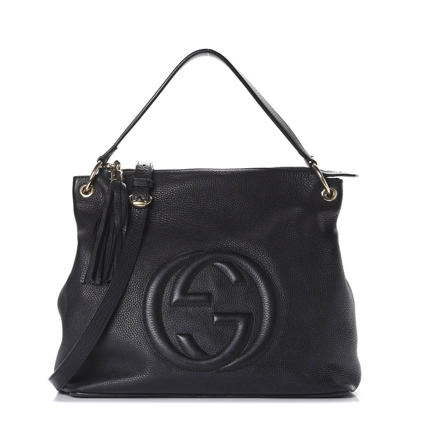 Pebbled Calfskin Large Soho Hobo Black
