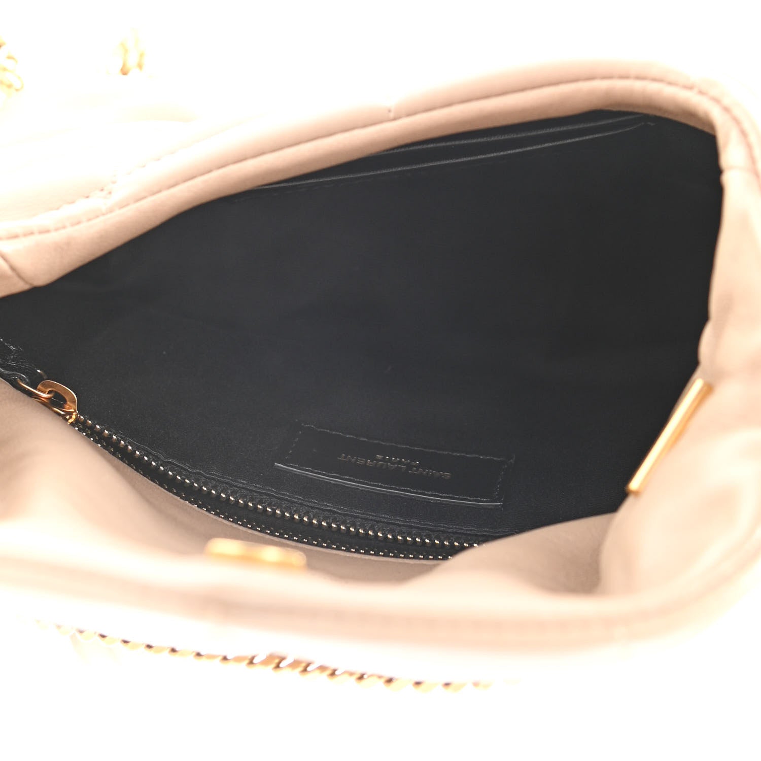 Saint Laurent Lambskin Quilted Toy Loulou Puffer Monogram Chain Satchel Nude Powder 4 of 10