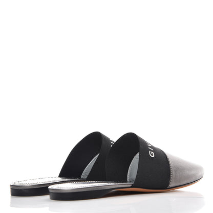 Givenchy Metallic Calfskin Bedford Logo Mule Slides 38.5 Black 4 of 8