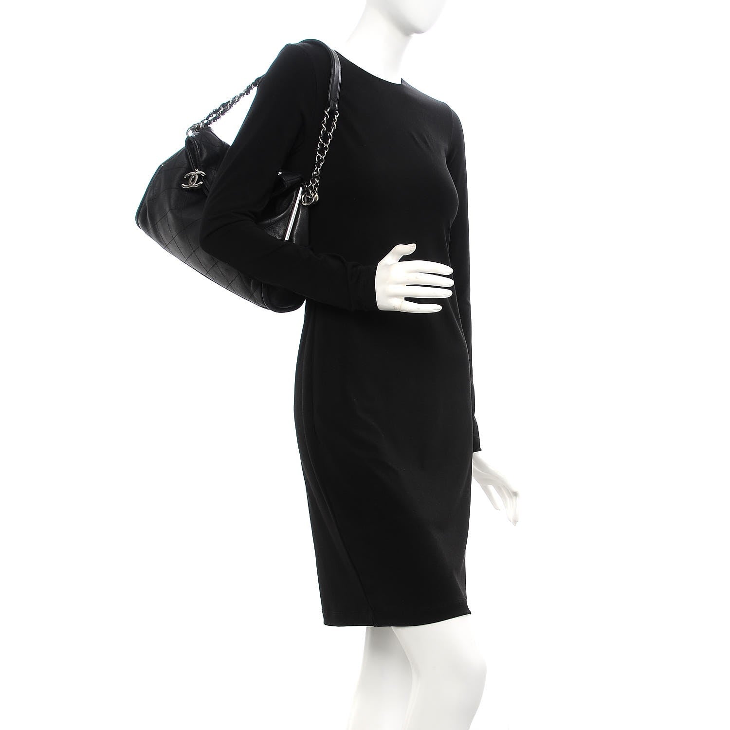 FASHIONPHILE CHANELLambskinStitchedMediumUltimateSoftToteBlack 2 of 8