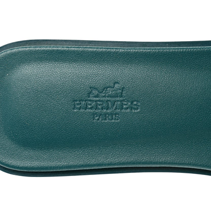 Hermes Suede Goatskin Oran Sandals 38.5 Vert Oxford 6 of 9