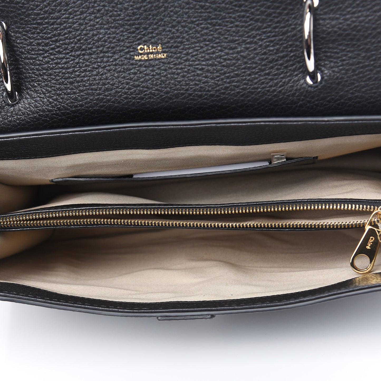 Grained Deerskin Shiny Calfskin Large Aby Day Shoulder Bag Black
