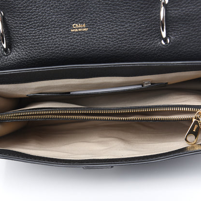 Chloe Grained Deerskin Shiny Calfskin Large Aby Day Shoulder Bag Black 5 of 15