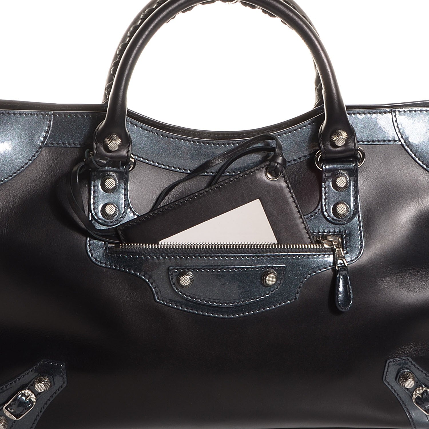 Balenciaga Smooth Calfskin Metallic Patent Giant 12 Silver Hardware City Black Gris 10 of 10